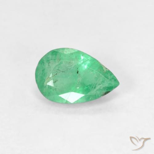 Smeraldo Verde medio naturale da 0.40 ct, Forma a pera, SI