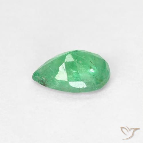 Smeraldo Verde medio naturale da 0.40 ct, Forma a pera, SI