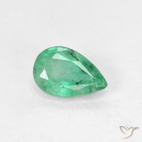 Smeraldo Verde medio naturale da 0.42 ct, Forma a pera, SI