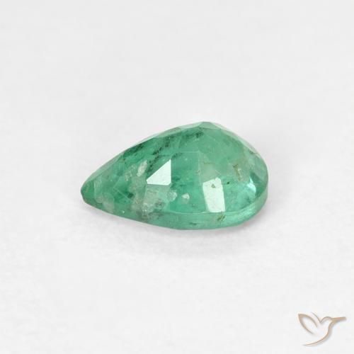 Smeraldo Verde medio naturale da 0.42 ct, Forma a pera, SI
