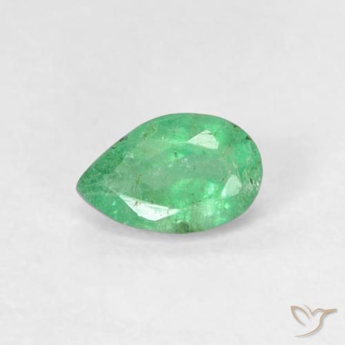 0.45ct Naturale Verde chiaro e freddo Smeraldo, Forma a pera, SI