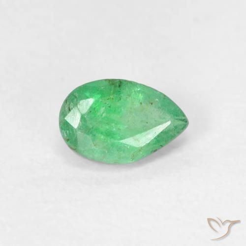 Smeraldo Verde chiaro e freddo naturale da 0.45 ct, Forma a pera, SI