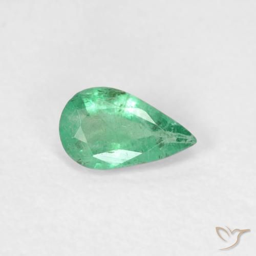 Smeraldo Verde intenso naturale da 0.32 ct, Forma a pera, SI