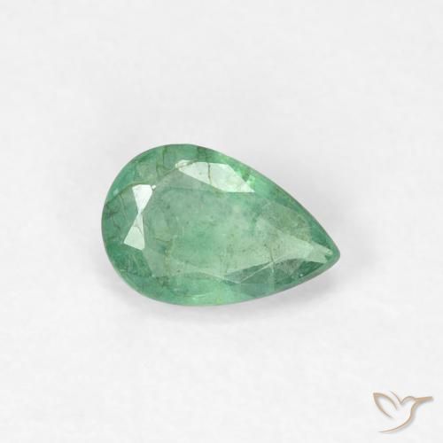 Smeraldo Verde chiaro e freddo naturale da 0.37 ct, Forma a pera, SI