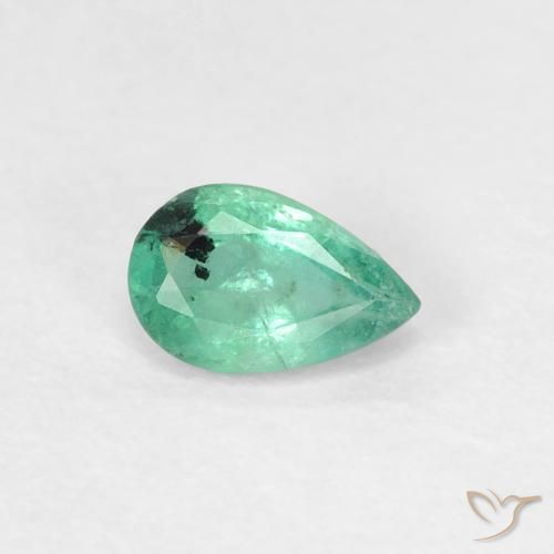 Smeraldo Verde medio naturale da 0.37 ct, Forma a pera, SI