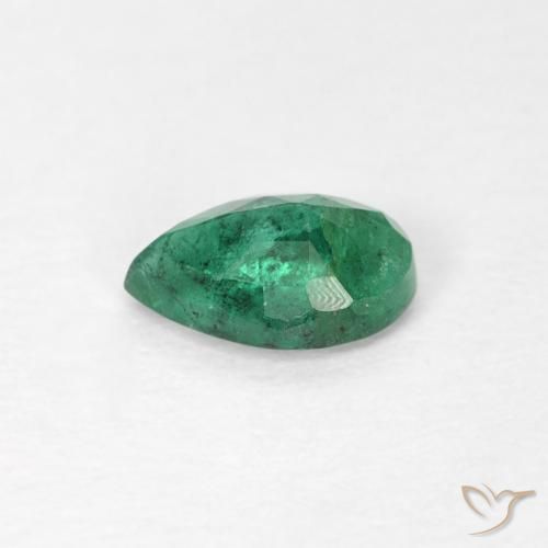 Smeraldo Verde chiaro medio naturale da 0.39 ct, Forma a pera, SI
