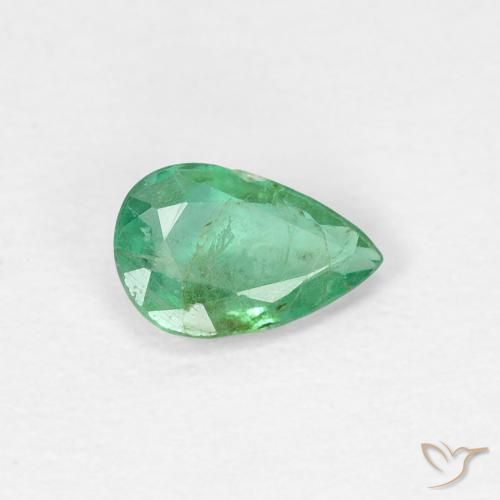 Smeraldo Verde freddo naturale da 0.32 ct, Forma a pera, SI
