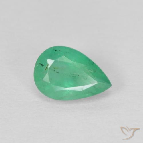Smeraldo Verde chiaro naturale da 0.43 ct, Forma a pera, VS-SI