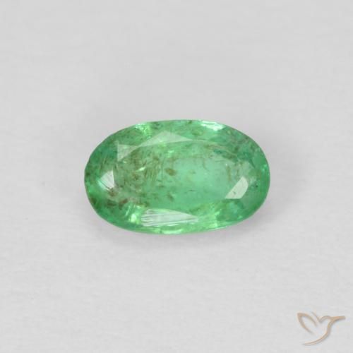 0.21ct Naturale Verde giallastro pallido Smeraldo, Ovale, VS-SI