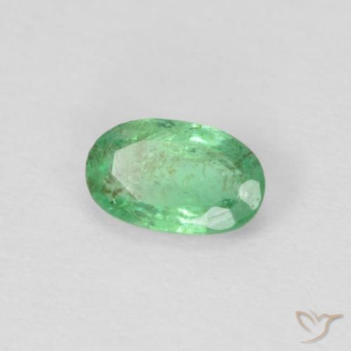 Smeraldo Verde giallastro pallido naturale da 0.21 ct, Ovale, VS-SI