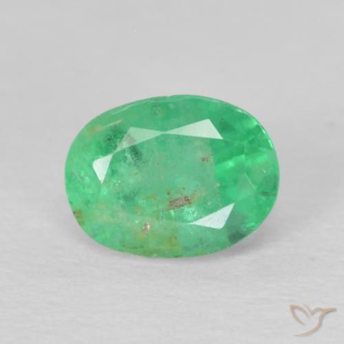 Smeraldo Verde brillante naturale da 0.41 ct, Taglio ovale, VS-SI