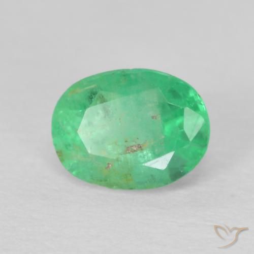 Smeraldo Verde brillante naturale da 0.41 ct, Taglio ovale, VS-SI