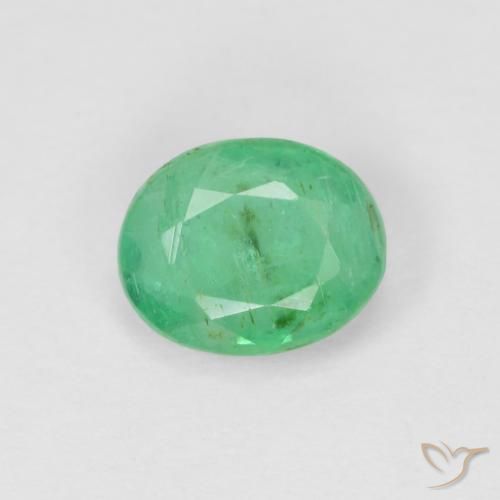 0.67ct Naturale Verde chiaro di trifoglio Smeraldo, Ovale, SI