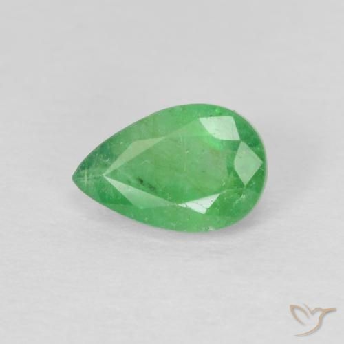 0.43ct Naturale Verde giallastro Smeraldo, Forma a pera, SI