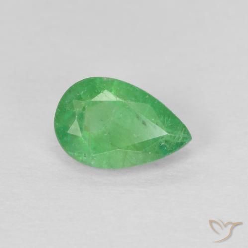 Smeraldo Verde giallastro naturale da 0.43 ct, Forma a pera, SI