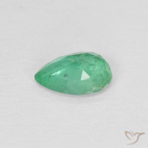 Smeraldo Verde giada naturale da 0.25 ct, Forma a pera, VS-SI