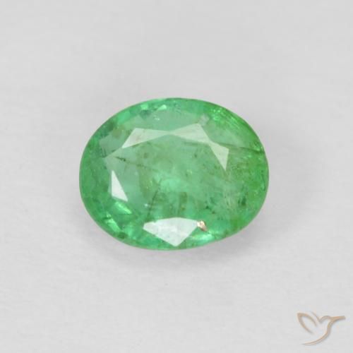 0.40ct Naturale Verde giallastro Smeraldo, Ovale, VS-SI
