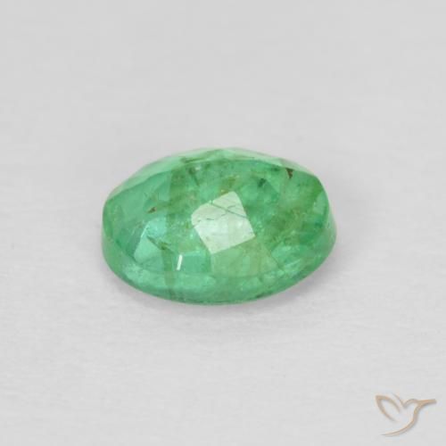Smeraldo Verde giallastro naturale da 0.40 ct, Ovale, VS-SI