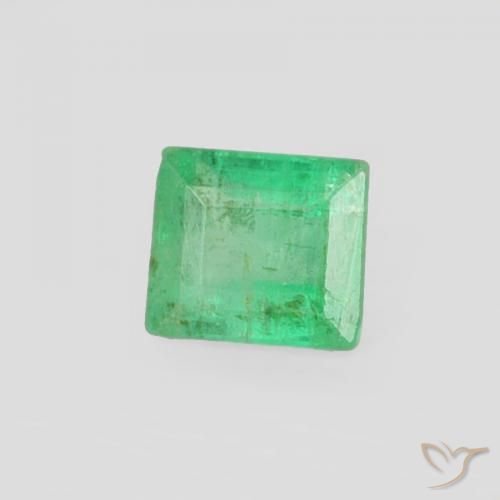 Smeraldo Verde giallastro naturale da 0.19 ct, Taglio a baguette, SI
