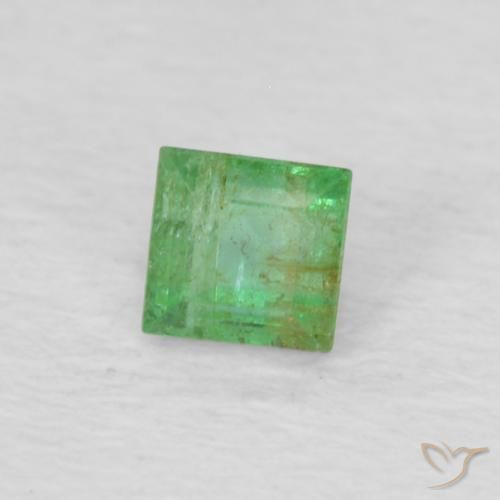 Smeraldo Verde giallastro naturale da 0.15 ct, Quadrato, VS-SI