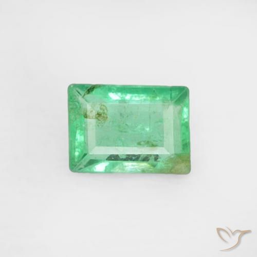 Smeraldo verde brillante naturale da 0,15 ct, taglio a baguette, VS-SI