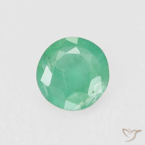 Smeraldo naturale verde da 0,16 ct, taglio rotondo, VS