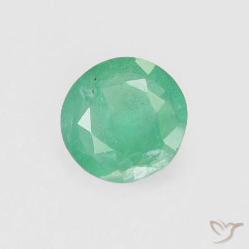 Smeraldo naturale verde da 0,16 ct, taglio rotondo, VS