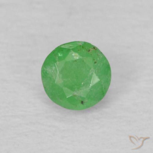 0.15ct Naturale Verde giallastro pallido Smeraldo, Rotondo, VS-SI