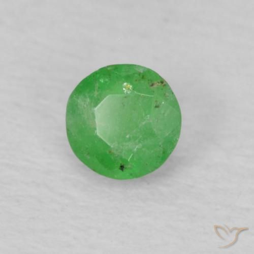 Smeraldo Verde giallastro pallido naturale da 0.15 ct, Rotondo, VS-SI