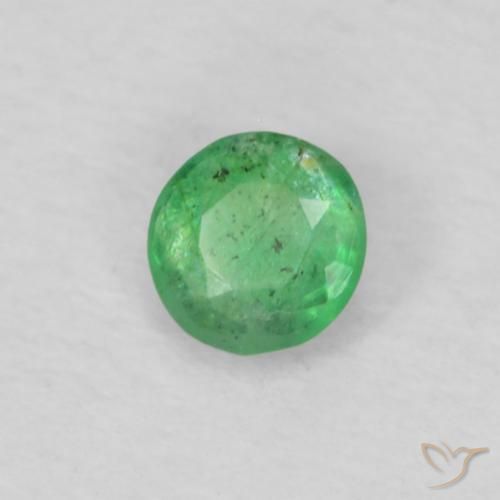 Smeraldo Verde chiaro naturale da 0.12 ct, Rotondo, VS-SI