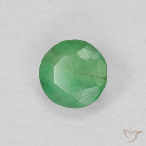 Smeraldo Verde giallastro naturale da 0.16 ct, Rotondo, VS-SI