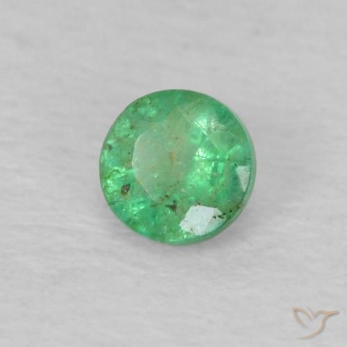Smeraldo Verde chiaro naturale da 0.15 ct, Rotondo, VS-SI