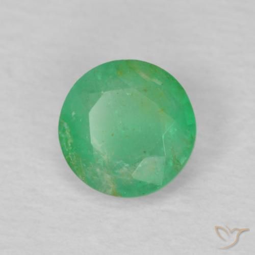 Smeraldo Verde giallastro naturale da 0.27 ct, Rotondo, VS-SI