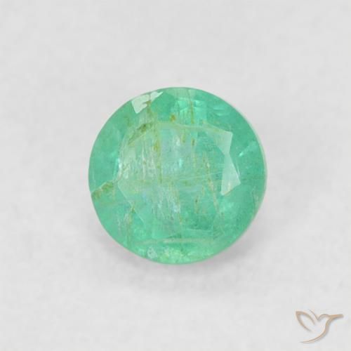 Smeraldo Verde Menta Intenso naturale da 0.17 ct, Rotondo, SI