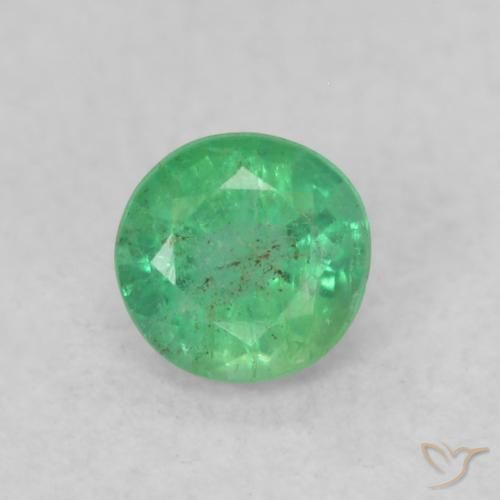0.18ct Naturale Verde chiaro Smeraldo, Rotondo, SI