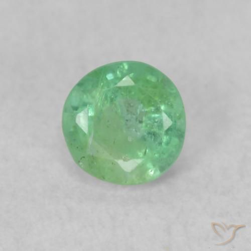 0.17ct Naturale Verde giallastro pallido Smeraldo, Rotondo, SI