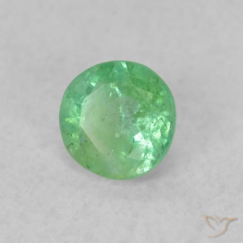 Smeraldo Verde giallastro pallido naturale da 0.17 ct, Rotondo, SI