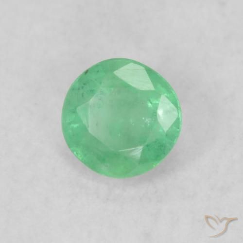 Smeraldo Verde chiaro naturale da 0.19 ct, Rotondo, SI
