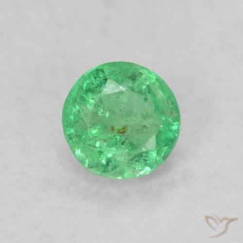 Smeraldo Verde intenso naturale da 0.16 ct, Taglio rotondo, SI
