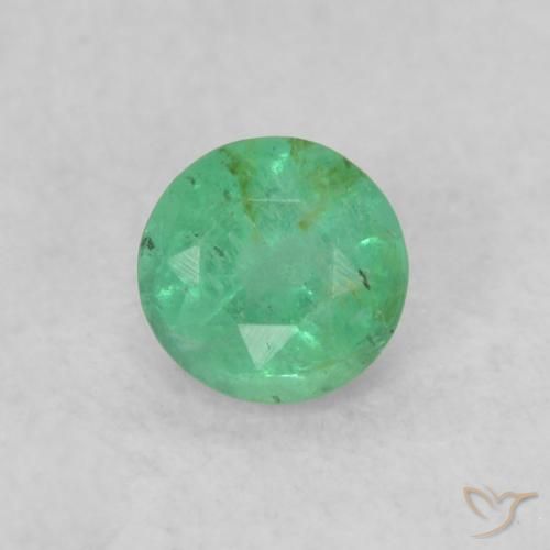 0.17ct Naturale Verde giallastro Smeraldo, Rotondo, SI