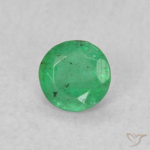 Smeraldo Verde giallastro naturale da 0.16 ct, Rotondo, SI