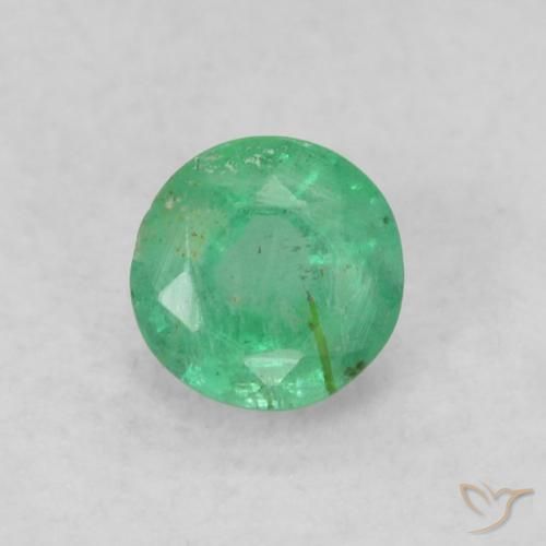 Smeraldo rotondo da 0,18 carati, Pietra preziosa certificata sciolta dalla Colombia, Gemma naturale, 3,6 mm, Photo A