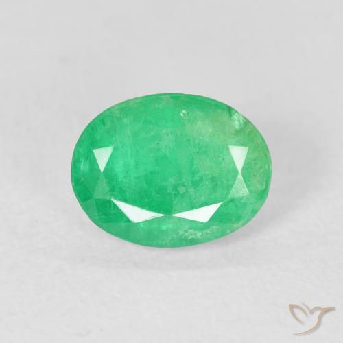 1.42ct Naturale Verde giallastro Smeraldo, Ovale, SI