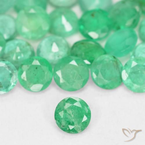 Smeraldo naturale verde da 0,15 ct, taglio rotondo, SI