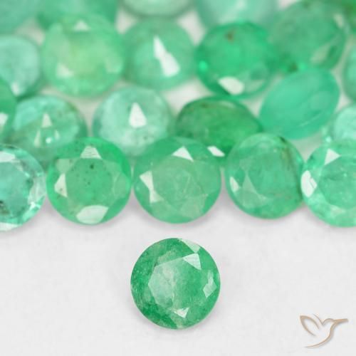 Smeraldo naturale verde da 0,15 ct, taglio rotondo, SI
