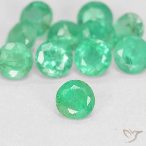 Smeraldo naturale verde da 0,18 ct, taglio rotondo, SI