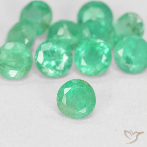 Smeraldo naturale verde da 0,18 ct, taglio rotondo, SI