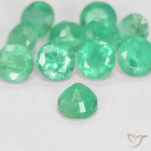 Smeraldo naturale verde da 0,18 ct, taglio rotondo, SI