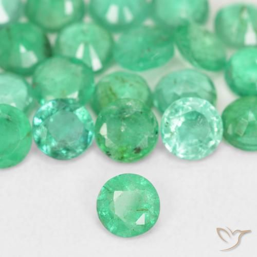 Smeraldo naturale verde da 0,12 ct, taglio rotondo, SI