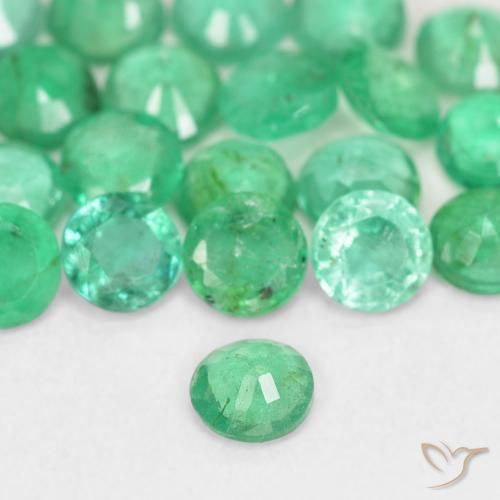 Smeraldo naturale verde da 0,12 ct, taglio rotondo, SI